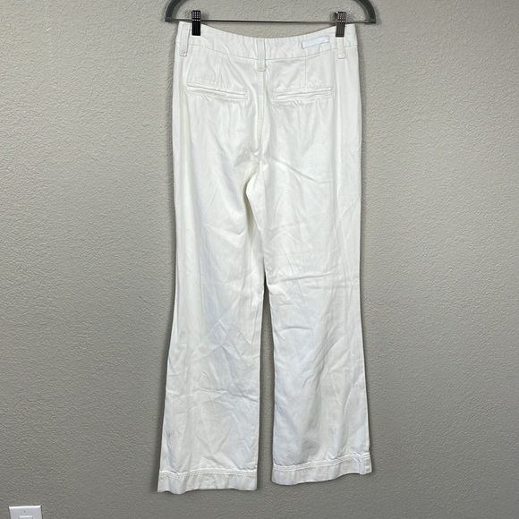 New Paige Pleated Leenah Pearl Chain Jeans White French Ivory Sz 28 - Picture 4 of 16